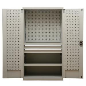 置物柜（灰色）双开2层+2抽+门板+背半板